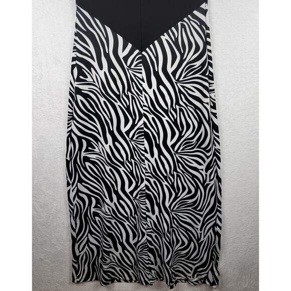 Whimsigoth XL Maxi Sun Dress Knit Pullover Sleeveless Black White Zebra Animal - Picture 6 of 9